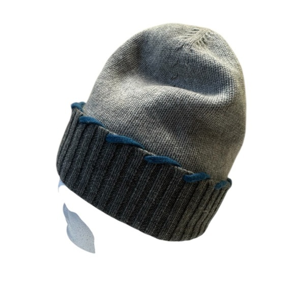 French Knot X Sundance-Braided Cashmere/Merino Wool Hat Gray with blue trim - Picture 3 of 9
